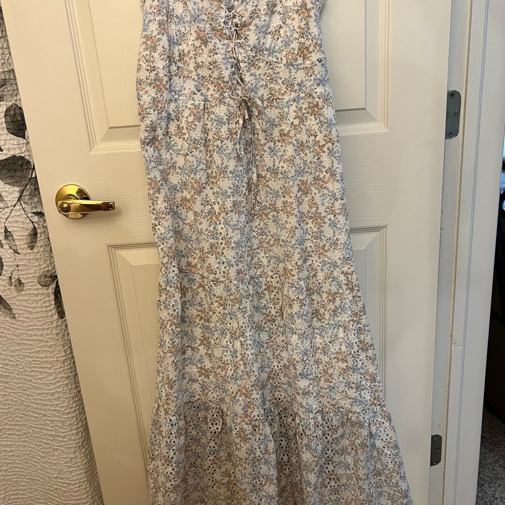 Floral Maxi Dress in Blue and Brown